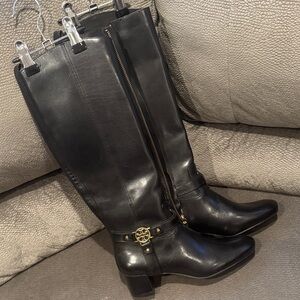 Tory Burch Black Leather Heeled Boots